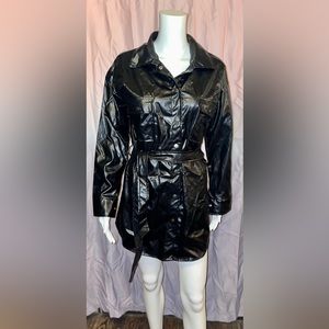 Black Polyester “Leather Style” Jacket